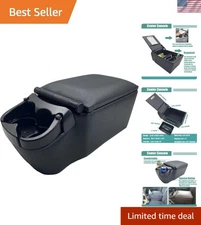 Universal Truck Center Console Organizer with Adjustable Cup Holders - Black