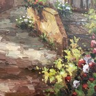 UNSTRETCHED Italian painting on canvas 36 x 48” Tuscany with flowers — photo 8