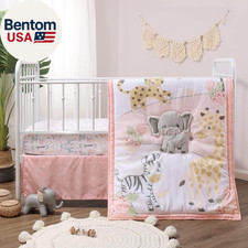 3 Piece Baby Crib Bedding Set for Girls - Newborn, Infant Toddler Nursery Bed