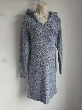 Women's Rainbow Knit Sweater Dress Size S Hooded Butterfly Long Sleeve Acrylic