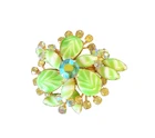 Vintage Juliana (D&E) Gold Tone Green Milk Glass & Rhinestone Brooch Circa 1950s