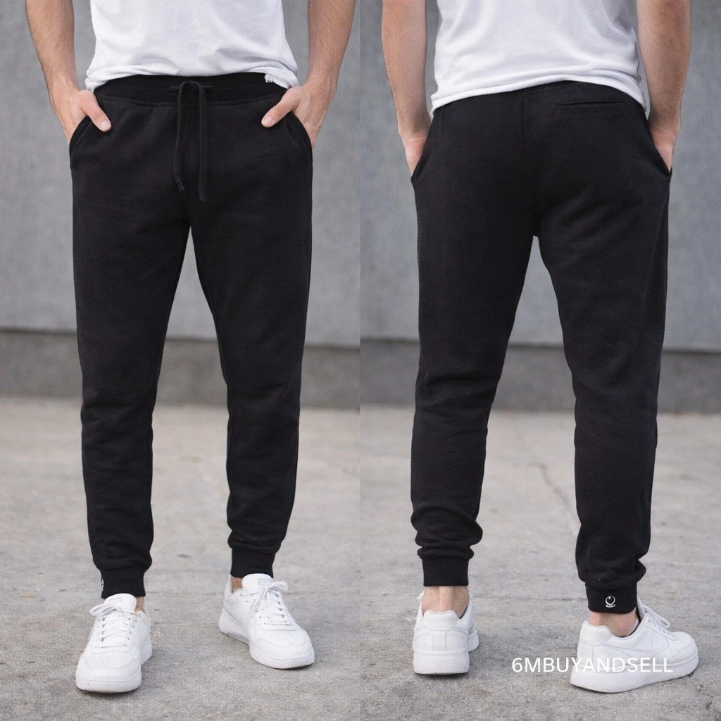 True Religion Mens Black Jogger Sweatpants Drawstring Fleece Pants L 36809-00