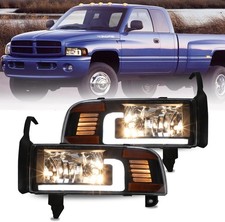 Led Drl Headlights Smoked Lens For 1994-2001 Dodge Ram 1500 2500 3500