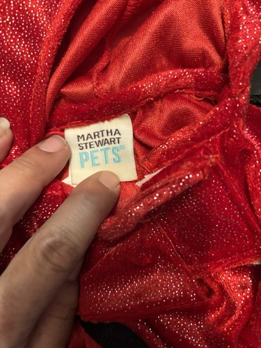 Martha Stewart ANIMALI DOMESTICI abbigliamento moda cane M carino Halloween rosso coda diavolo ali - Foto 3 di 4