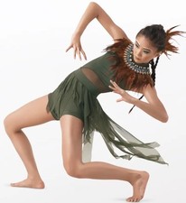 Weissman Jungle Book Feathers Rhinestone Embellished Solo Dance Costume 10266 MA