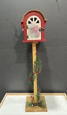 Ashland Christmas Mail Box Free Standing Wood Holiday Decor 28” Tall Opens