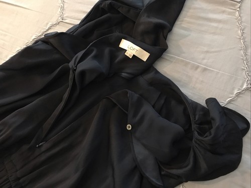 Loft Size 14 Dark Navy Ruffle Cap Sleeveless Jumpsuit NWOT - Picture 8 of 9