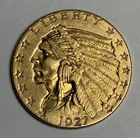 AU+ 1927 Indian Head Gold Quarter Eagle, All Original U.S. $2.50 Almost UNC