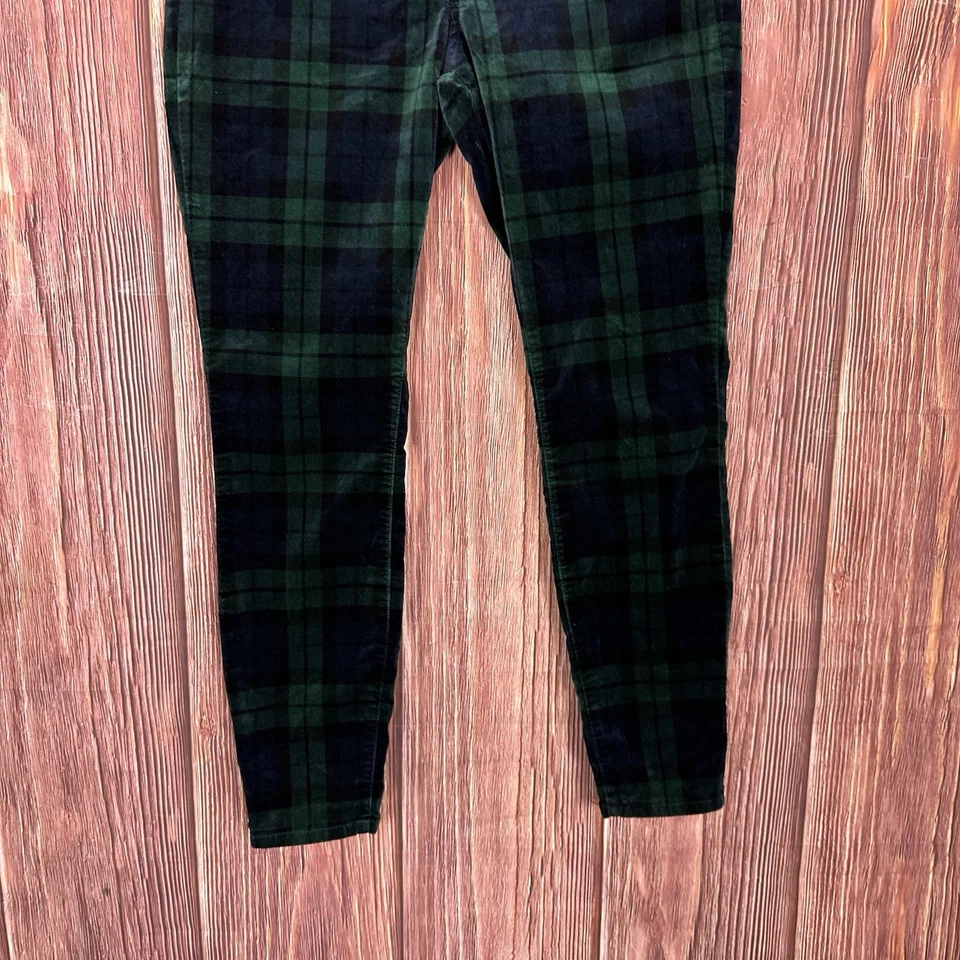 Pantalones al tobillo ajustados de tiro alto Vineyard Vines para mujer 12 Blackwatch terciopelo a cuadros Foto 4 de 4