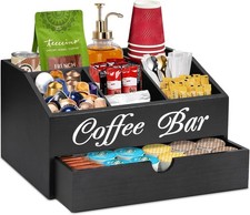 Organizzatore da Bar Caffè da Banco, Accessori Bar in Legno con Cassetto, Caffè