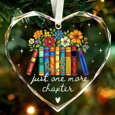 Book Lovers Ornaments,Bookshelf Heart Christmas Book Ornament Gift for Girl Book