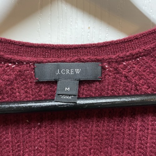 J.CREW Women’s Cardigan Sweater 100% Wool, Maroon Medium Grandpa Oversized - Picture 3 of 11
