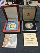 2015 Philippines 500 Piso Coin POPE Francis  &Lesotho 10 Maloti Silver Pope John
