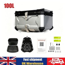Aluminium Alloy 100L Motorcycle Top Box Luggage Storage Case Tail Carrier Trunk