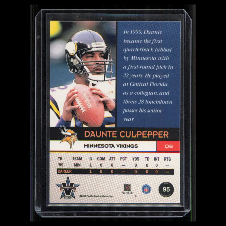 Daunte Culpepper #95 2000 Pacific Vanguard Minnesota Vikings Football Card NFL - Image 2 of 3