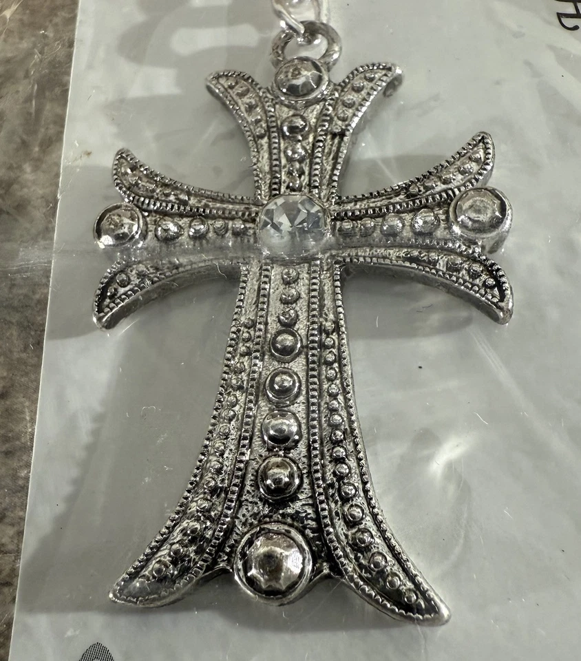 Надежда коллекции серебряные стразы крест Дамская сумка подвеска брелок молнии тянуть новый - Изображение 2 из 4