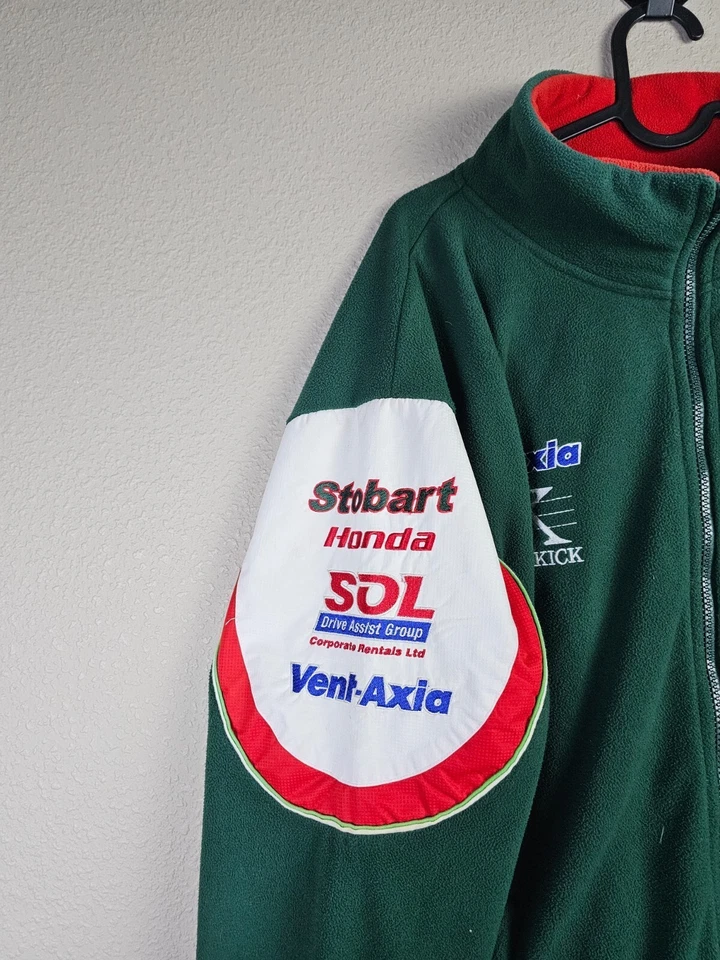 Veste polaire HONDA Racing homme L Motorsport Biker F1 Moto Y2K rétro logo zip - Photo 3/4