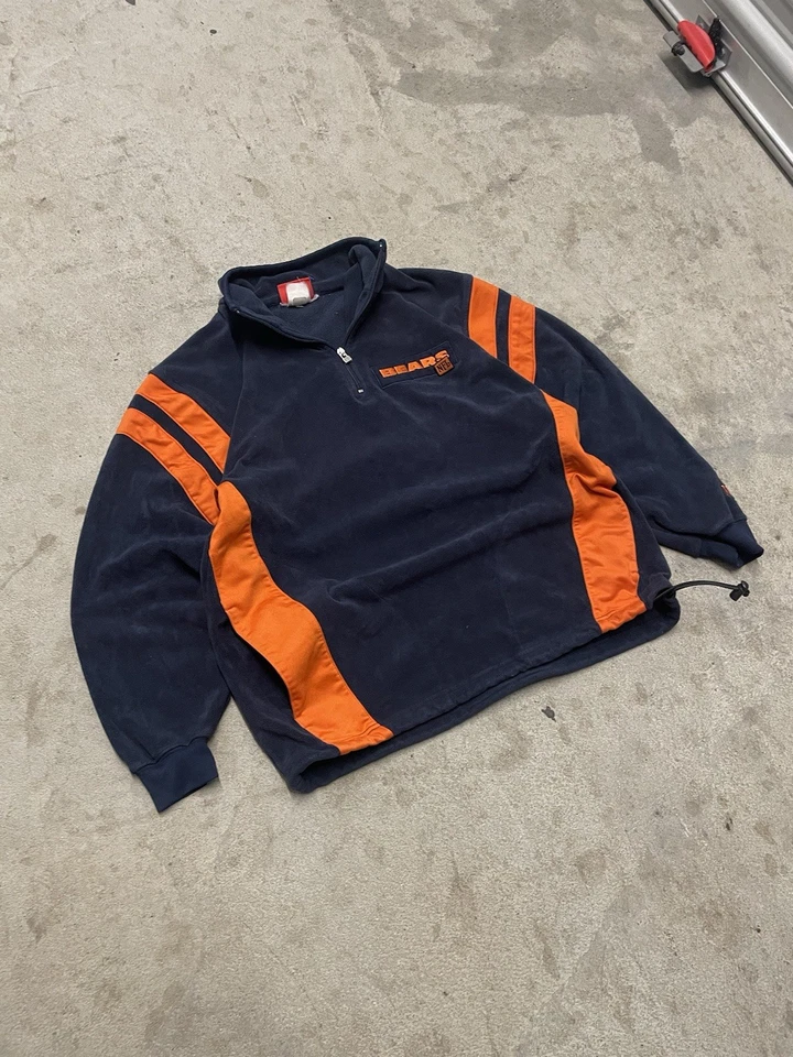 Sudadera Chicago Bears Para Hombre XL Azul Pullover 1/4 Cremallera Fútbol NFL Foto 2 de 4