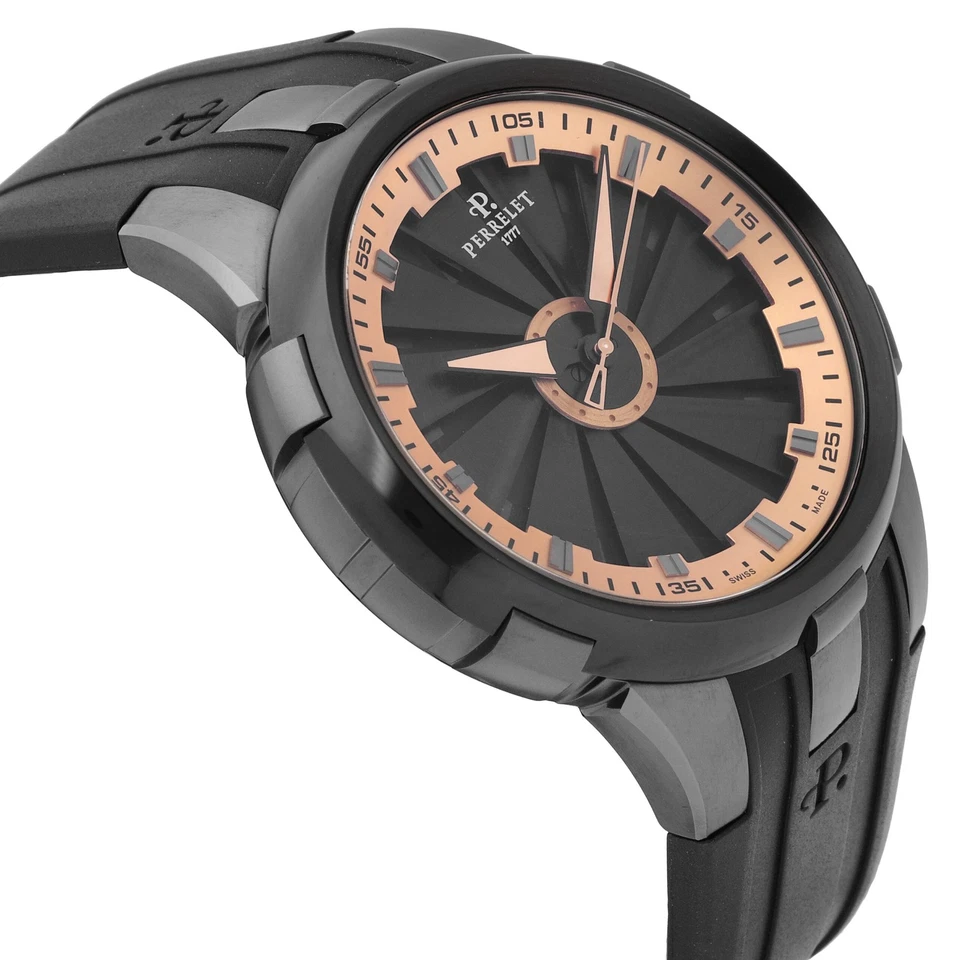 Reloj automático para hombre Perrelet Turbine acero inoxidable esfera negra 48 mm A1051/11 Foto 3 de 4