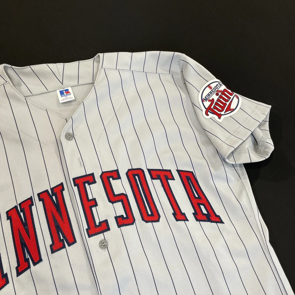 Minnesota Twins Russell Diamond Collection Pinstripe Jersey Mens 44 L Gray MLB  - Image 4 of 4