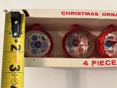 Vintage Jewelbrite 4 Piece Christmas Ornaments Diorama Type Red Plastic - Picture 9 of 10