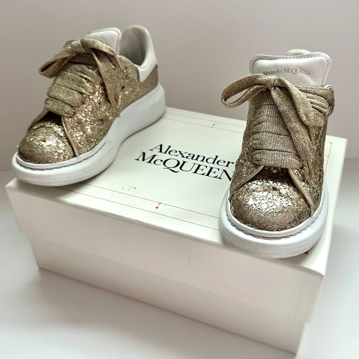 Size 8.5 - Alexander McQueen Oversized Sneaker White Light Gold W for sale  online | eBay