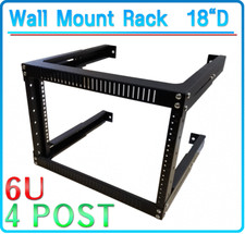 6U Open Frame Rack Expandable upto 19.5" Deep 4-Post Wall Mount Network Cabinet