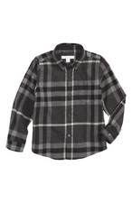 NWT NEW Burberry boys Mini Fred dark grey melange or red check shirt 6m 2y 3y