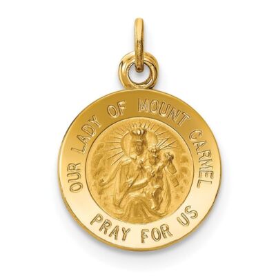 14k Gold Unsere Liebe Frau von Mt. Karmel Medaille Anhänger Anhänger 0,75 Gramm für Frauen massiv