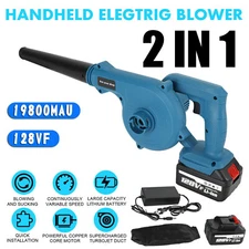 128VF 2 in 1 Cordless Leaf Dust Blower Vacuum Dust Cleaner Battery Charge UE