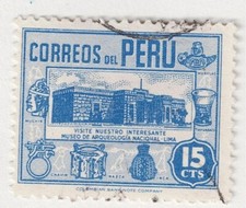 Peru Architecture Lima Archaeological Museum stamp 1938 AMR