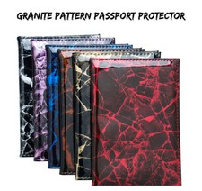 Luxury Marble Effect Coloured PU Leather Passport Cover Travel ID Holder Wallet