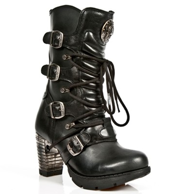 New Rock Boots Womens Punk Gothic Stiefel - Style TR003-S1 Schwarz - Damen