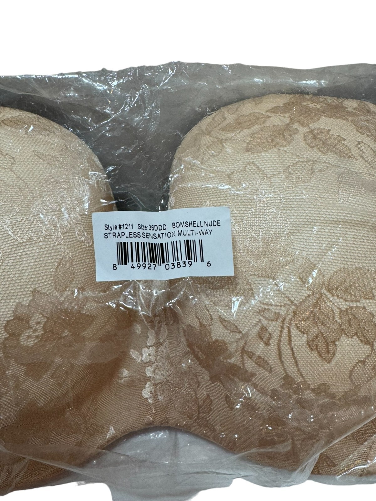 Curvy Couture Women's Smooth Strapless Multi-Way Bra Black Smooth Lace 36DDD New