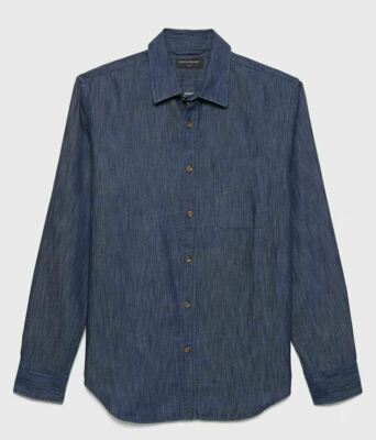 Men's Banana Republic Slim-Fit Cotton TENCEL Chambray Shirt Size Medium NWT