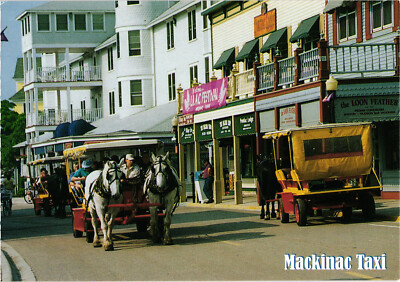 Mackinac Island Taxi Postcard Unposted John Hinde
