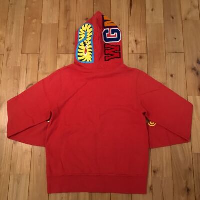 2010 BAPE Neon shark full zip hoodie Red A Bathing Ape Size S | eBay