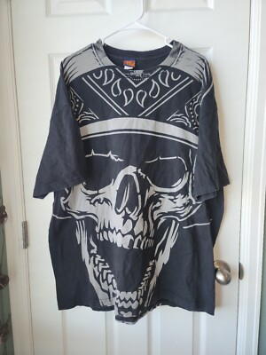 Vintage Mens OG Abel Black All Over Print T Shirt  Size XXL made In The USA