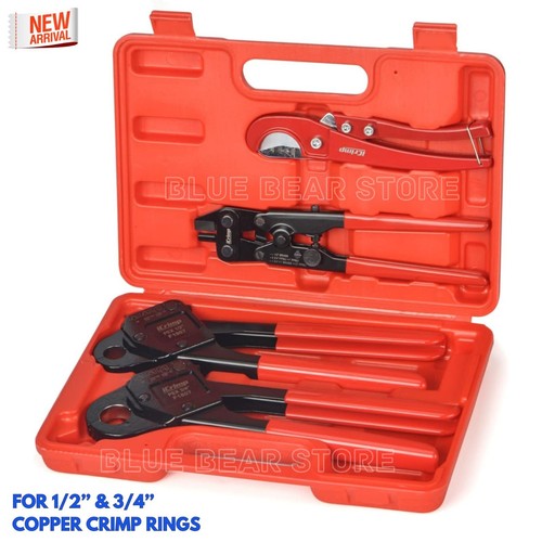 PEX Crimping Tool Kit PEX Tubing Cutter Compact for 1/2" 3/4’’ Copper Crimp Ring
