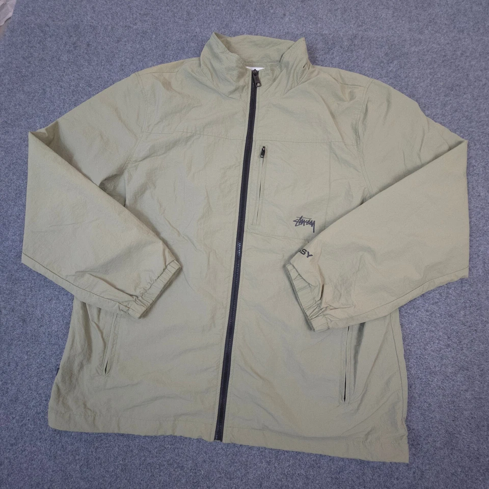 vintage Stussy Jacket Mens XLARGE biege y2k zip nylon winter long sleeve Size XL - Image 4 of 4