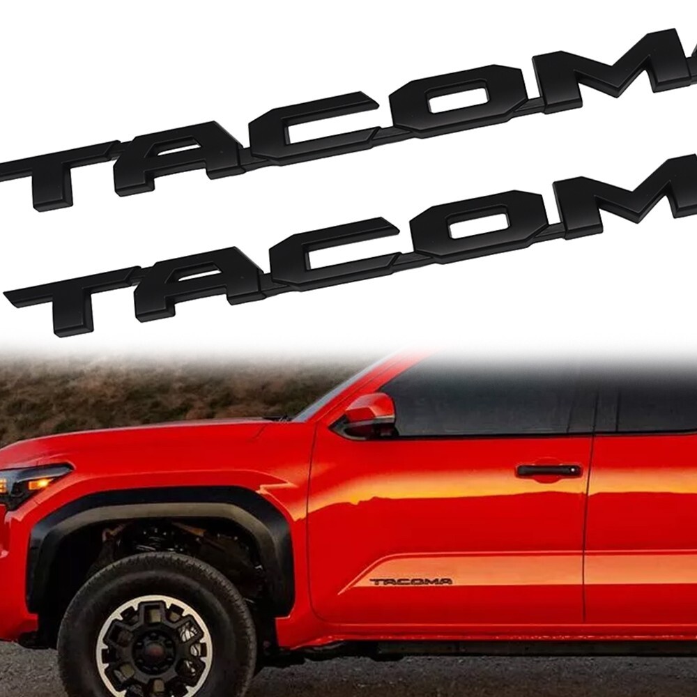2PCS MATTE BLACK DOOR SIDE EMBLEM FOR TACOMA 2016-24 LEFT RIGHT NAMEPLATE BADGE