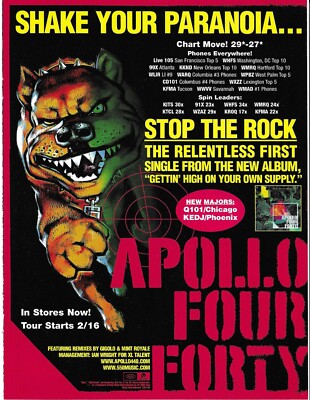 APOLLO FOUR FORTY Rare Stop 2000 PROMO TRADE AD Poster of Getting  MINT 8.5x11