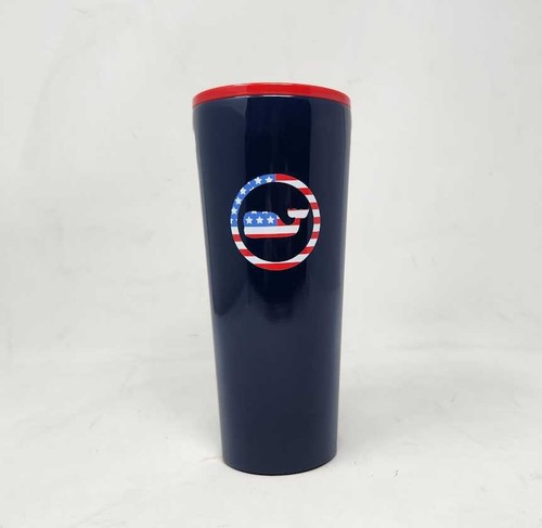 New Vineyard Vines x Corkcicle USA Americana whale dot 24oz travel tumbler cup