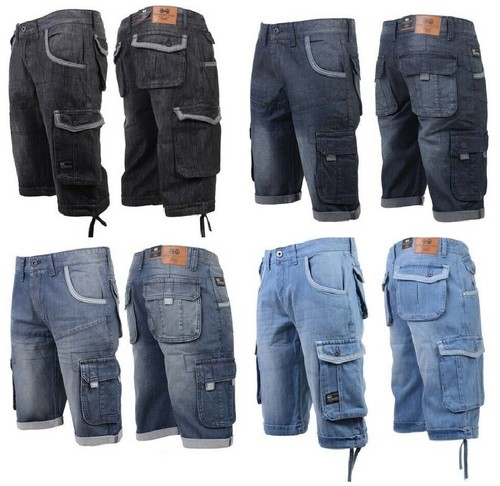 Da Uomo Crosshatch Denim 3/4 Pantaloni Corti con Tasconi Jeans Firmati  Cargo tre quarti 32-42 | eBay