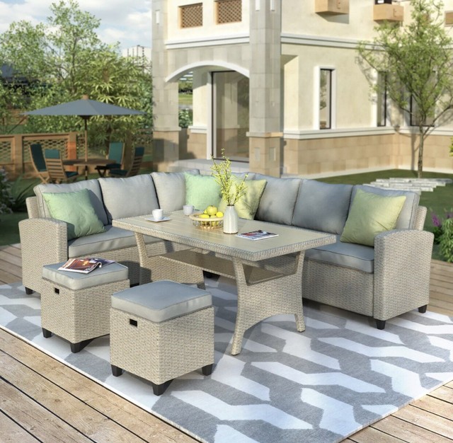 Ohana Mezzo 7 Piece Outdoor Wicker Patio Furniture Sectional Conversation Set With Weather Resistant Cushions Patio Furniture Covers Furniture Set Covers Turquoise 04 Carbonbrushtechnology Co Za