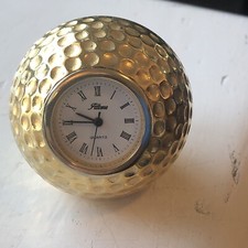 GOLD GOLF BALL DESK CLOCK-1 1/2" ROUND