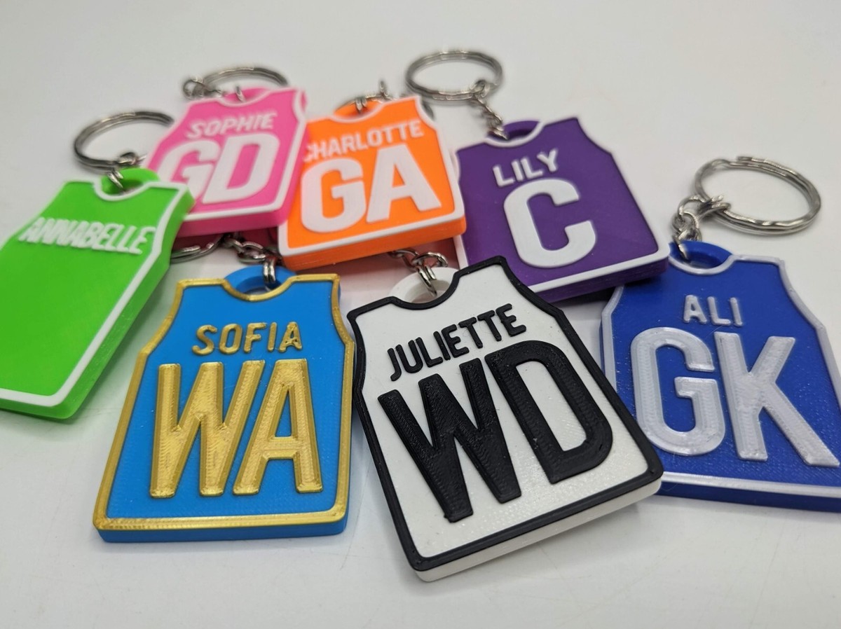 Personalised Netball Shirt Keyring Netball Keyring Netball Party Bag  Fillers