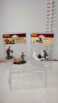 Lot Of 2- Lemax 2005 Figurine The Prize Pig And 2006 Seals 