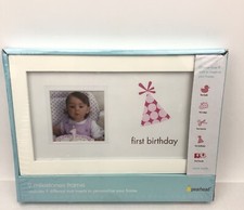 Pearhead First Birthday Pic Frame Girl 2 1/4" x 2 1/4" Baby Picture Frame Gift