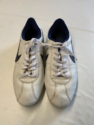 Mens NIKE Vintage 2000 Classic Leather White/Navy Blue Cortez Sz 13